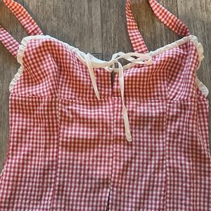 Hello Molly Red Gingham Tie-Front Tank